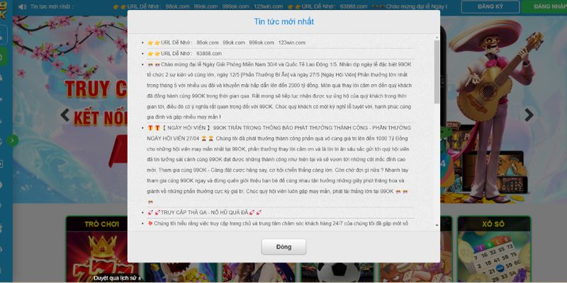 Giao diện chính thống tại trang web cá cược 99OK